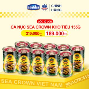 Cá hộp Sea Crown cá Nục kho tiêu - 10 lon