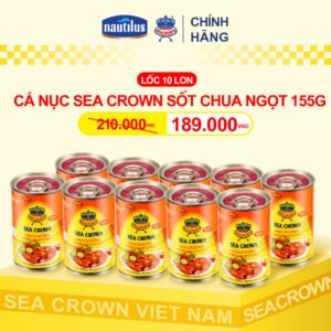 Cá hộp Sea Crown cá Nục sốt ớt chua ngọt - 10 lon Tặng 1 Hộp Tuna Spread vị bất kì