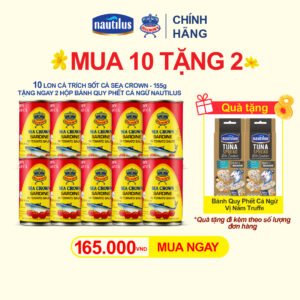 Cá Trích Sốt Cà Sea Crown - Lốc 10 Tặng 2 Hộp Tuna Spread
