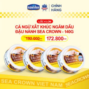 Combo 4 lon Cá Ngừ Sea Crown xắt khúc ngâm dầu thực vật (NK Thái Lan)