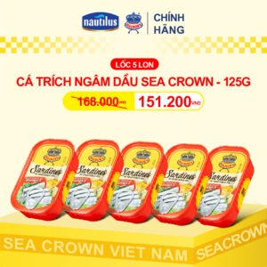 Combo 5 lon cá Trích Sea Crown ngâm dầu 125g