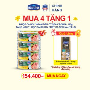 MUA 4 TẶNG 1 | Combo 4 lon Cá ngừ Sea Crown sốt ớt - Tặng 1 hộp Tuna Spread