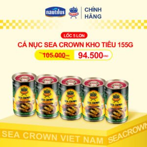 Cá hộp Sea Crown cá Nục kho tiêu - Lốc 5 lon