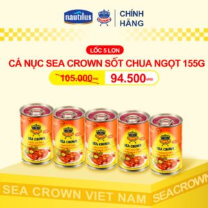 Cá hộp Sea Crown cá Nục sốt ớt chua ngọt - Lốc 5 lon