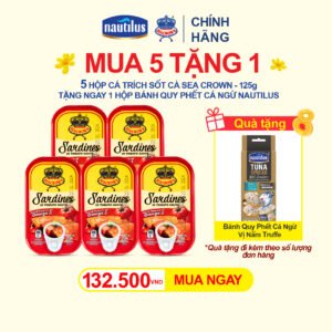 Cá hộp Sea Crown cá Trích sốt cà - 5 lon  - Tặng 1 Hộp Tuna Spread