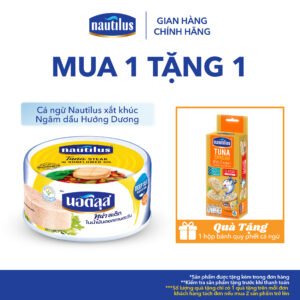 Mua 1 Tặng 1 | Cá Ngừ Nautilus xắt khúc ngâm dầu hướng dương Tặng 1 hộp bánh quy phết cá ngừ vị bất kì